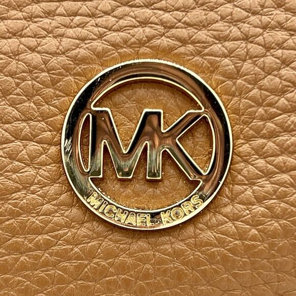 Fulton Cross-Body Bag Michael Kors Acorn Brown Pebbled Leather Large East West - Picture 3 of 16